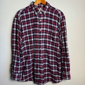 Blue Harbor Men's Red Plaid Cotton Flannel Button Up Shirt Long Sleeves Size XXL